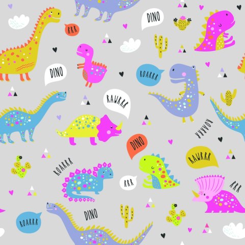 Tapeta Dla Dzieci Kolorowe Dinozaury Kwiaty Natura