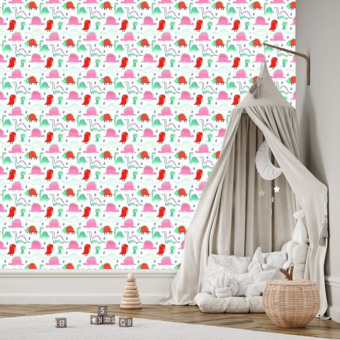 Tapeta Do Pokoju Dziecka Kolorowe Dinozaury Liście