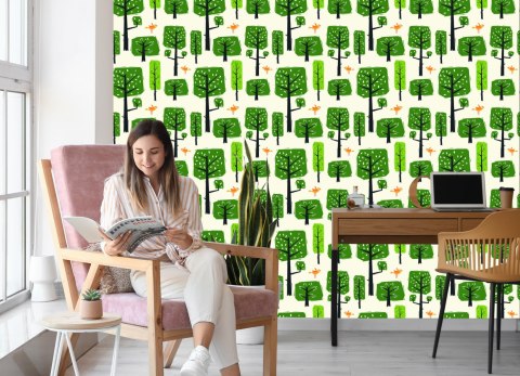Tapeta Ptaki, Drzewa, Zieleń Do Pokoju Dziecka