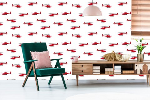 Tapeta Czerwone Bajkowe Helikoptery