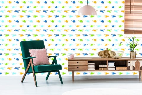 Tapeta Kolorowe Minimalistyczne Helikoptery