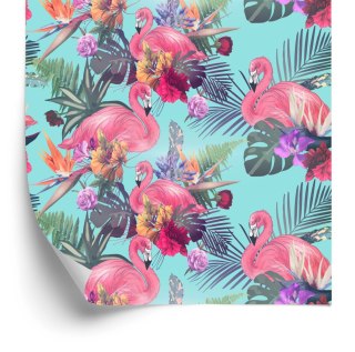 Tapeta Flamingi, Kwiaty, Liście, Natura, Sypialnia