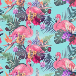 Tapeta Flamingi, Kwiaty, Liście, Natura, Sypialnia