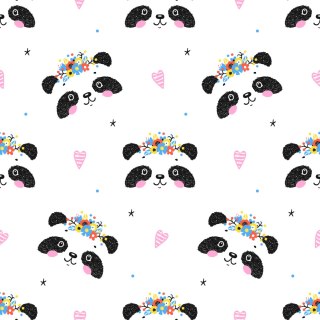 Tapeta Urocze Pandy Z Kwiatami