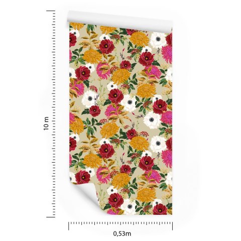 Tapeta Kolorowe Kwiaty W Stylu Retro