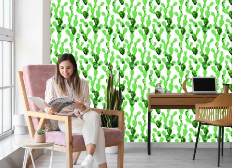 Tapeta Kwiaty Kaktus Akwarela