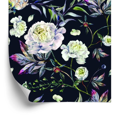 Tapeta Kwiaty Piwonie, Liście, Styl Vintage