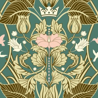 Tapeta Roślinne Ornamenty Retro
