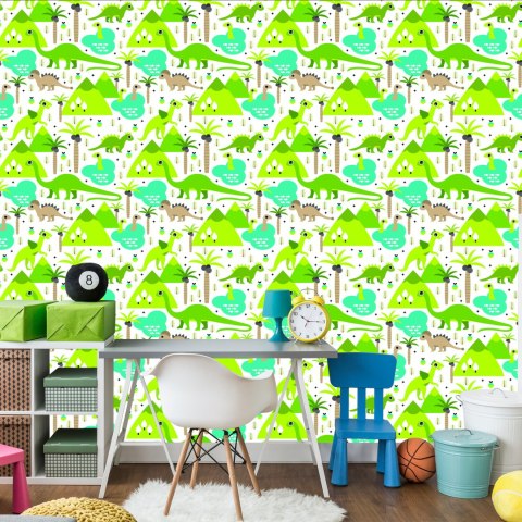 Tapeta Dinozaury Jeziora Drzewa Do Pokoju Chłopca
