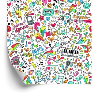 Tapeta Dla Dzieci - Kolorowy Wzór Muzyka