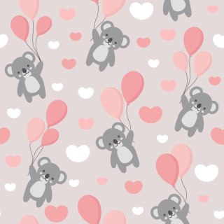 Tapeta Dla Dzieci - Misie Koala, Baloniki I Serduszka