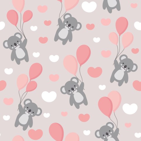 Tapeta Dla Dzieci - Misie Koala, Baloniki I Serduszka