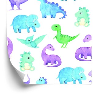 Tapeta W Kolorowe Dinozaury, Do Pokoju Chłopca