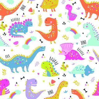 Tapeta Dla Dzieci, Tęcza Chmury Kolorowe Dinozaury