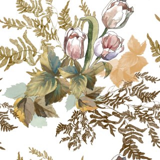 Tapeta Liście I Tulipany W Stylu Vintage