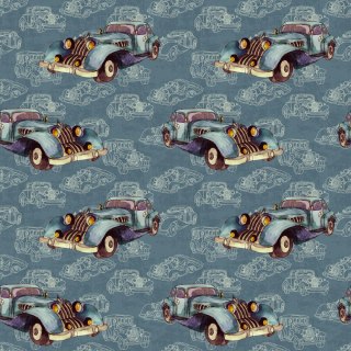 Tapeta Dla Dzieci - Starodawne Auta Malowane Akwarelą W Stylu Vintage