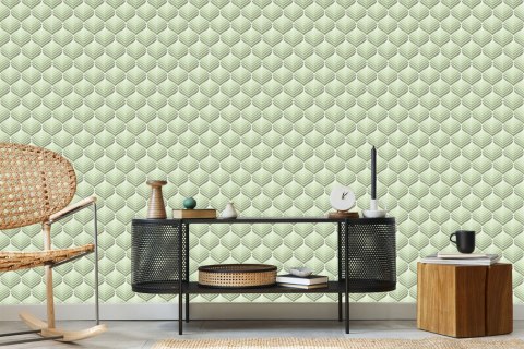 Tapeta Zielone Wzory Retro