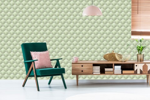 Tapeta Zielone Wzory Retro