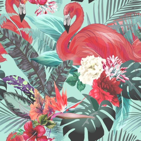 Tapeta Flamingi, Kwiaty, Natura, Do Salonu