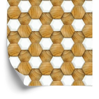 Tapeta Drewniana Mozaika 3D