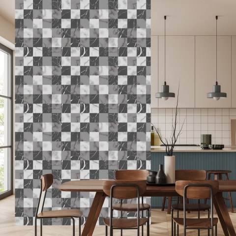 Tapeta Modernistyczna Szara Krata Na Wzór Marmuru