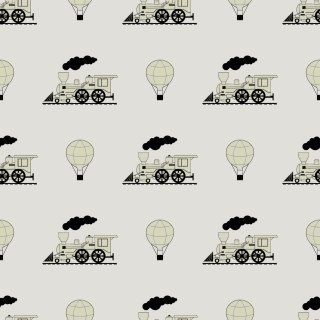 Tapeta Parowozy Z Balonami Vintage