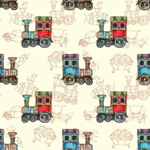 Tapeta Zabawkowe Parowozy Vintage