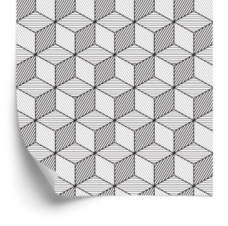 Tapeta Geometryczna-Czarno-Białe Sześciany
