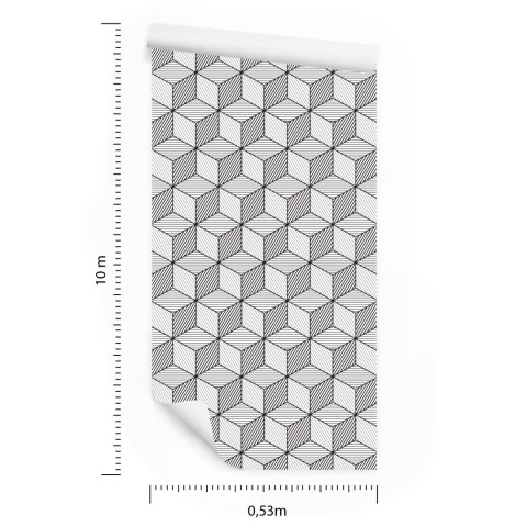 Tapeta Geometryczna-Czarno-Białe Sześciany