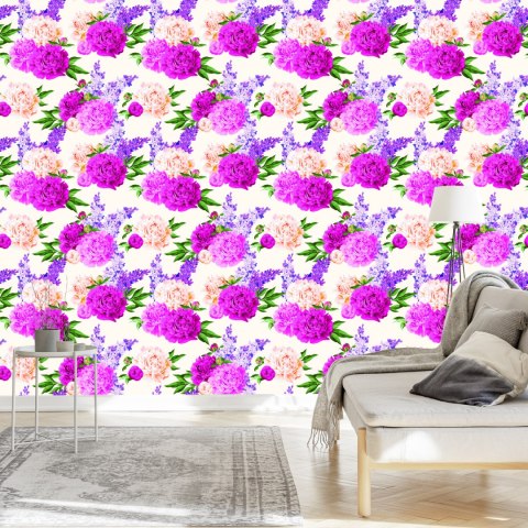 Tapeta Piękne Kolorowe Lilie I Peonie