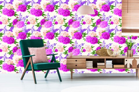 Tapeta Piękne Kolorowe Lilie I Peonie