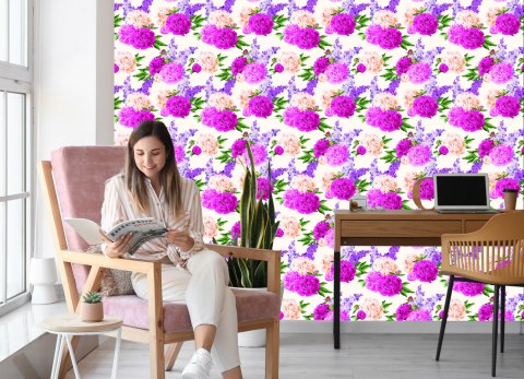 Tapeta Piękne Kolorowe Lilie I Peonie