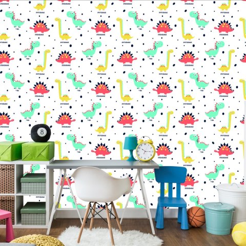 Tapeta Do Pokoju Dziecka Kolorowe Dinozaury Kropki