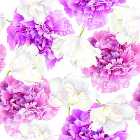 Tapeta Różowe Peonie I Białe Tulipany