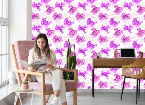 Tapeta Różowe Peonie I Białe Tulipany