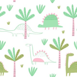 Tapeta W Dinozaury Drzewa Zieleń, Pokój Dziecięcy
