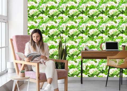 Tapeta Kwiaty Storczyki Natura Zieleń Do Salonu