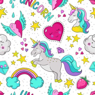 Tapeta Dla Dzieci - Magiczne Kolorowe Jednorożce