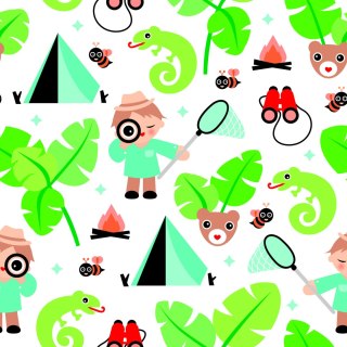Tapeta Do Pokoju Chłopca Liście, Zieleń, Zwierzęta