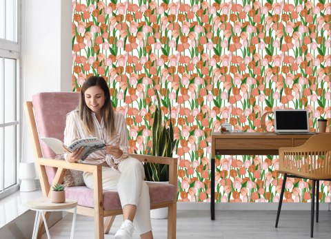 Tapeta Wiosenne Tulipany W Stylu Vintage