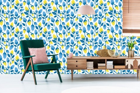 Tapeta Modne Kwiaty W Stylu Retro