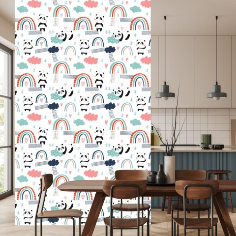 Tapeta Pandy Z Tęczą W Tle