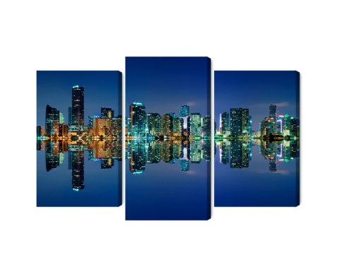 Obraz Wieloczęściowy Panorama Miami Nocą Horyzontalny Widok