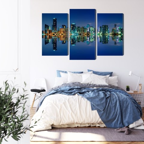 Obraz Wieloczęściowy Panorama Miami Nocą Horyzontalny Widok