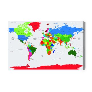 Obraz Na Płótnie Kolorowa Mapa Polityczna Świata
