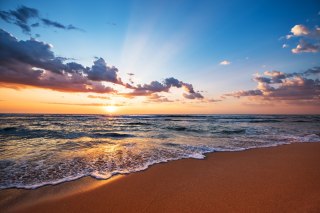 Obraz Na Płótnie Wschód Słońca Morze I Plaża