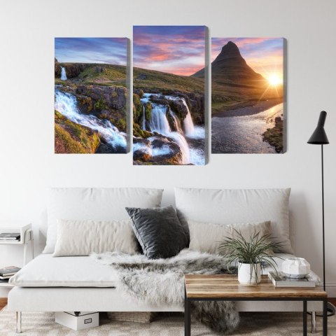 Obraz Wieloczęściowy Góra Kirkjufell Z Wodospadami