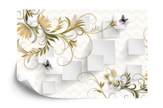 Fototapeta Abstract Floral And Butterfly Background With Frame For 3D Living Room Bedroom Tv 3D Wallpaper Home Decoration Mural 