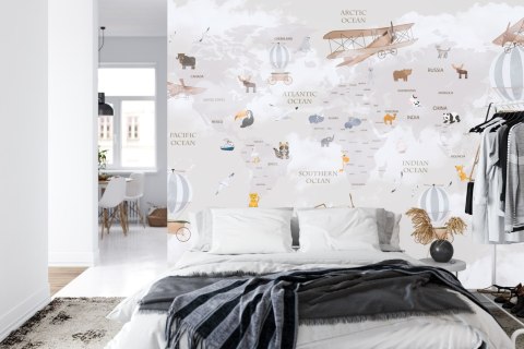 Fototapeta Animals World Map For Kids Wallpaper Design