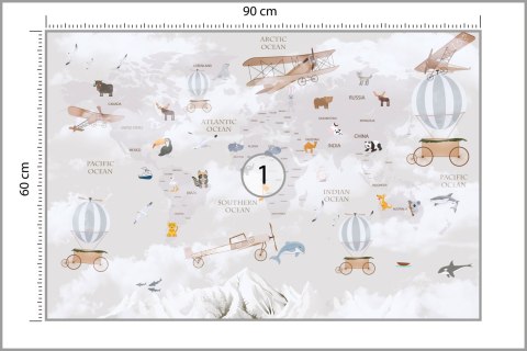Fototapeta Animals World Map For Kids Wallpaper Design